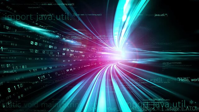 Software development, application programming code and tacit computer coding . Concept of smart digital transformation and technology disruption that changes global trends in new information era .