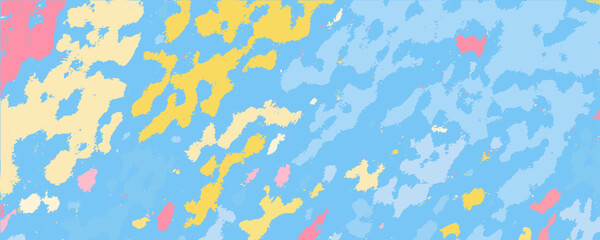 Pink yellow blue 2d pattern. Pastel sky with splashes of pastel-colored paint