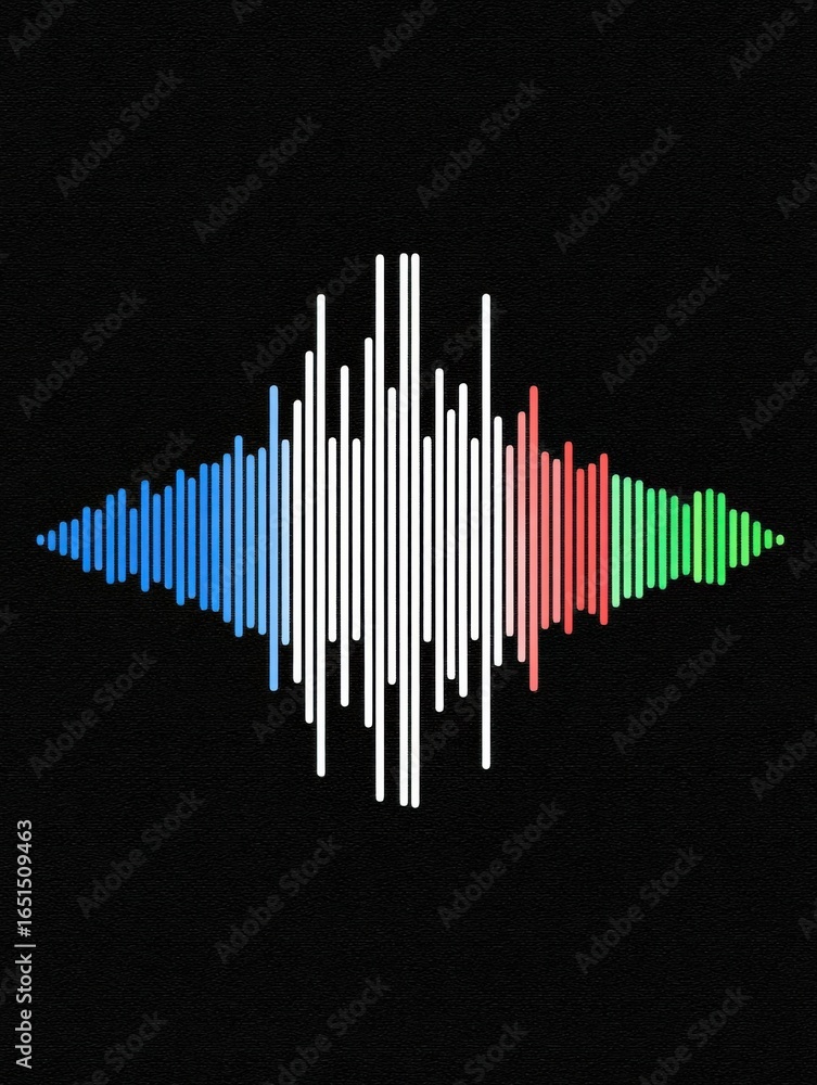 Poster visualization of sound wave representation using vibrant colors in a modern digital design