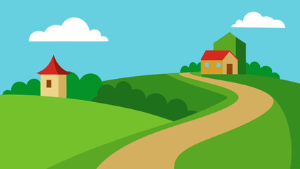 rural landscape with houses