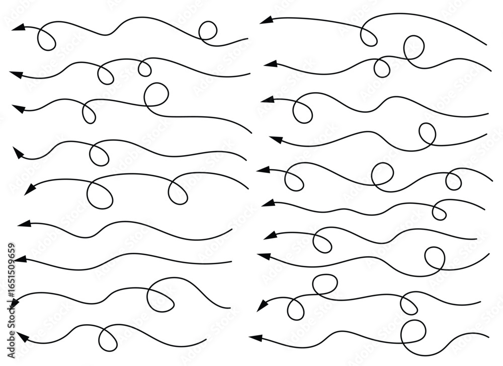 Poster the image shows various wavy lines, each ending with an arrow, suggesting movement or direction. som