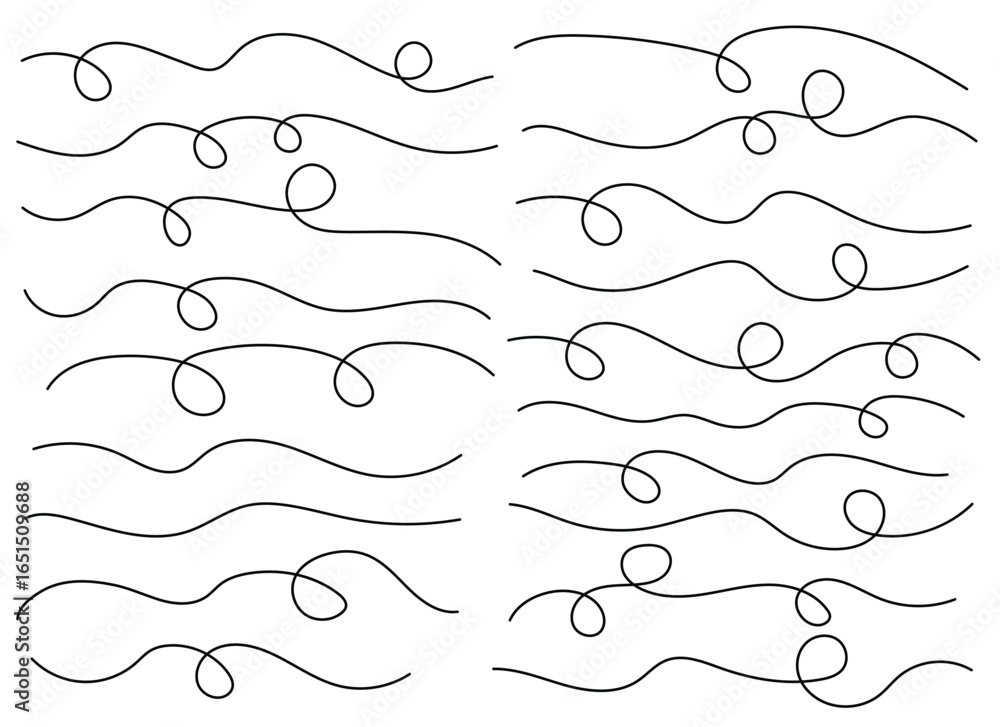 Poster an array of black, abstract flowing lines are set against a white backdrop, with a mix of straight l