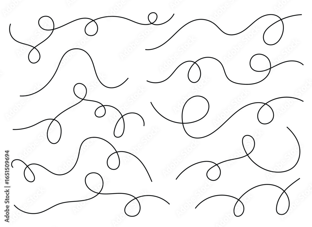 Poster elegant and playful set of hand-drawn black lines on a white background. these winding elements coul