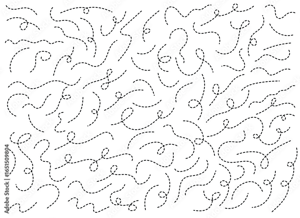 Poster this image showcases a lively pattern of randomly scattered, dashed lines. the lines meander across 