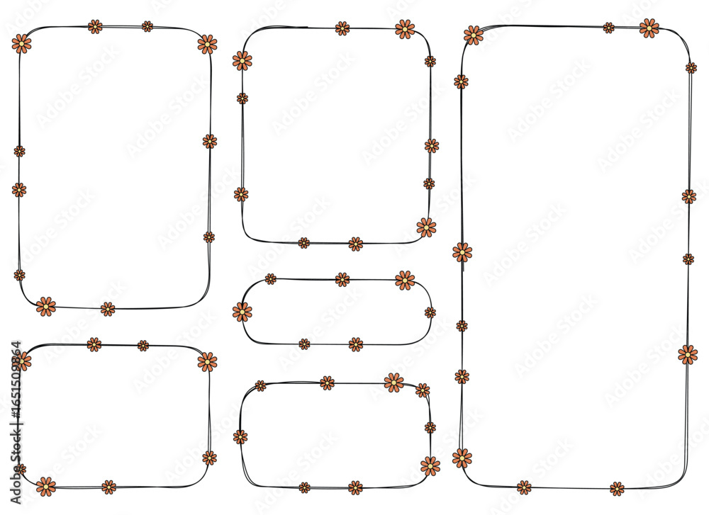 Poster this image showcases multiple frames, each bordered with delicate flowers. the frames vary in size a