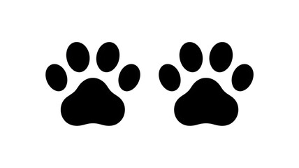 Pair of black paw prints on a white background animal