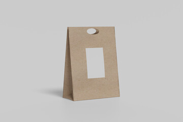 brown kraft paper bag with white label isolated