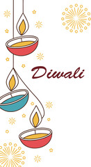 Minimal Diwali Greeting Card with Simple Diya and Modern Design
