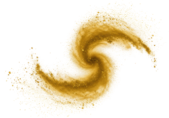 Dynamic gold swirl motion effect abstract creative visual concept isolated on transparent background