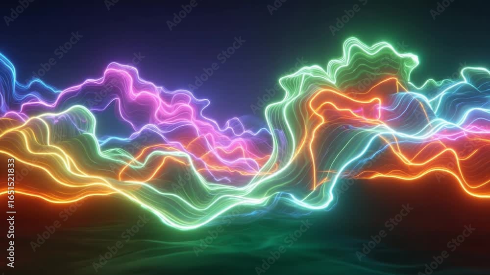 Poster captivating abstract image of vibrant neon lights in fluid, dynamic shapes creating an otherworldly 