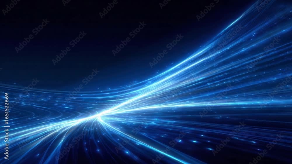 Poster an abstract and visually captivating image depicts flowing streams of electric blue light. the image