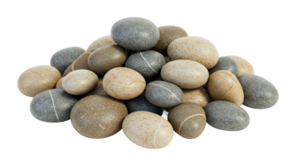 Gathering natural smooth stones outdoor setting nature calm atmosphere textural beauty isolated on transparent background