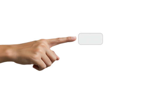 Interactive gesture demonstration digital space visual content minimalist environment engagement concept isolated on transparent background