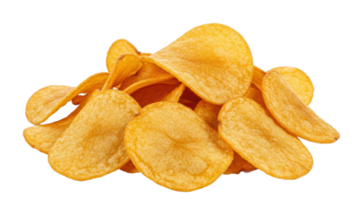 Crunchy potato chips snack kitchen table food indoor delicious treat for parties isolated on transparent background