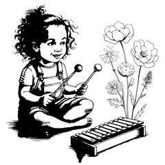 cute baby girl and music 1.eps