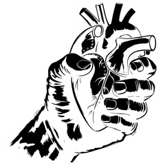 Hand Holding Heart Vector  Minimalist Love Clipart.eps