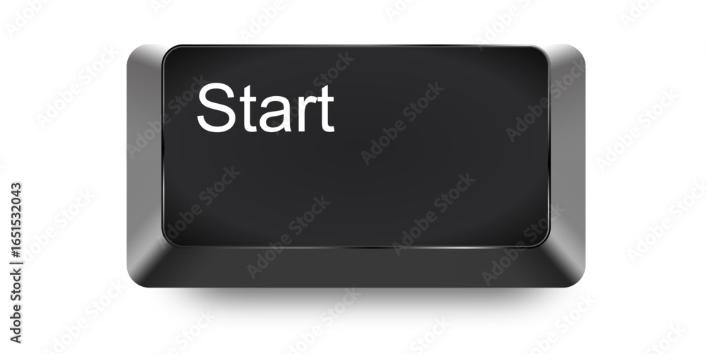 Aufkleber start computer key keyboard vector. a powerful icon representing launching a program, booting a syst