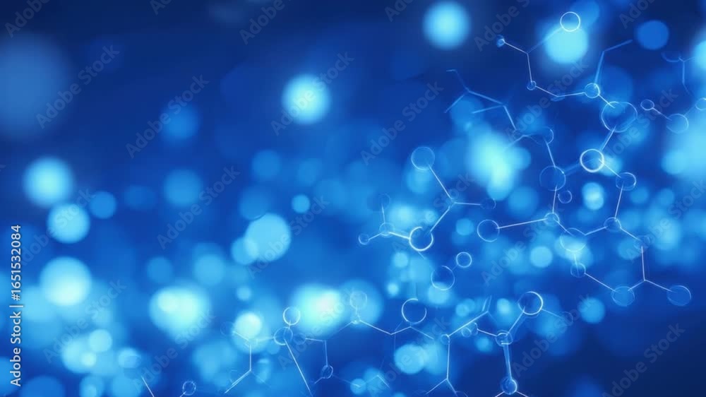 Poster illuminating abstract background of interconnected molecule structures, forming a radiant network of