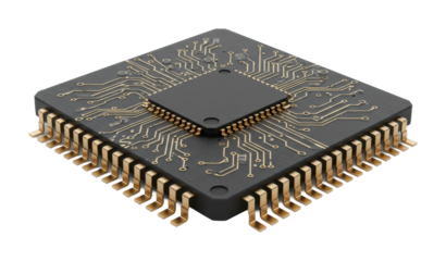 Innovative microchip development technology lab 3d rendered high-tech environment advanced computing isolated on transparent background