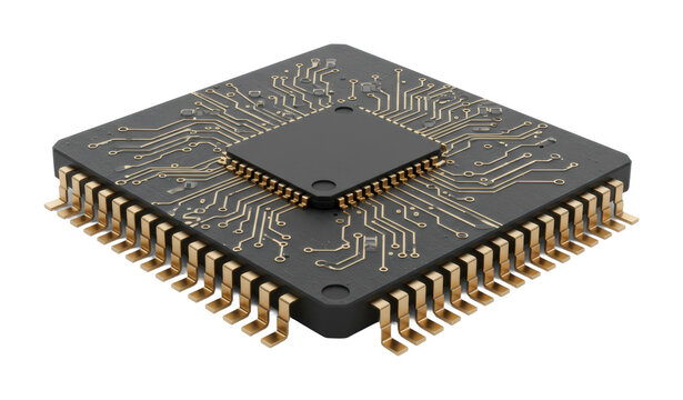 Innovative microchip development technology lab 3d rendered high-tech environment advanced computing isolated on transparent background