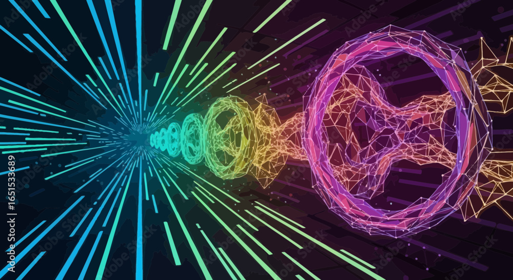 Poster dynamic abstract futuristic geometric network visualization