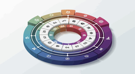 Naklejka premium Modern Colorful Diagram Presentation Chart For Data Visualization Infographic