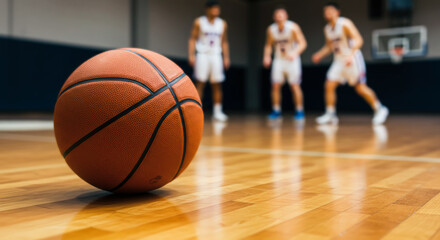 Naklejka premium A shot focus on basketball on blur background 04