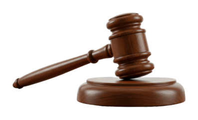 Legal proceedings action gavel courtroom professional setting justice concept isolated on transparent background