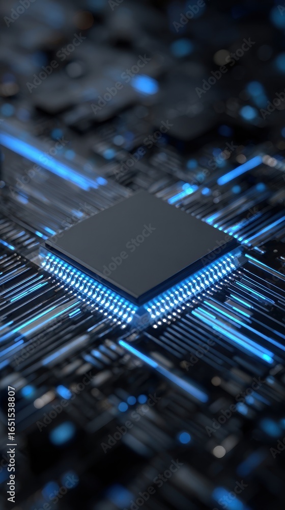 Poster stunning photo of concept cpu microchip for ai and data network. close-up view of modern chip gpu ca
