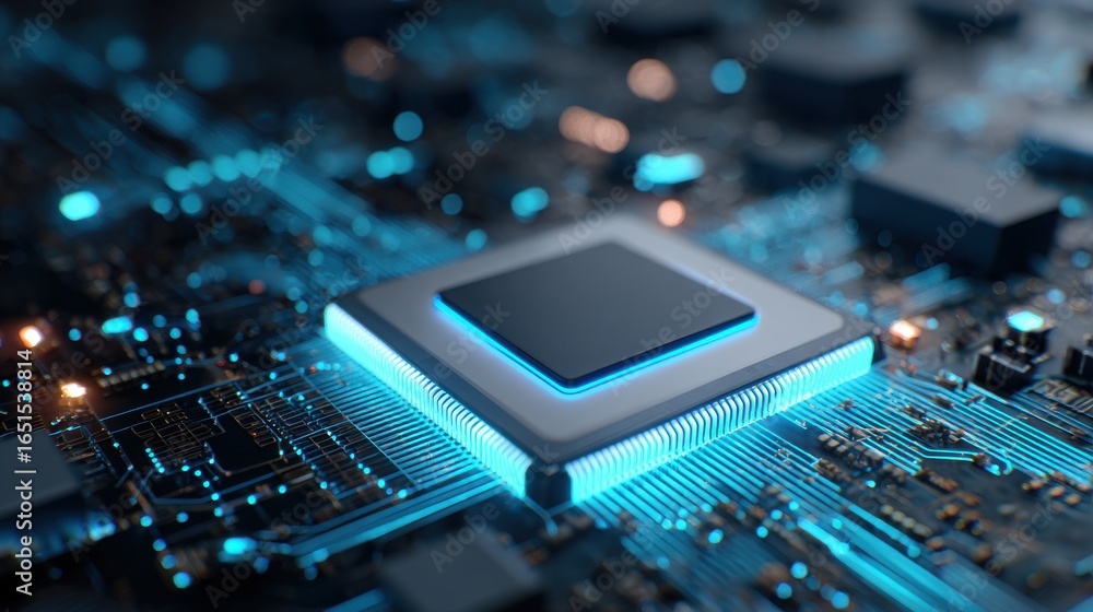 Aufkleber stunning photo of concept cpu microchip for ai and data network. close-up view of modern chip gpu ca