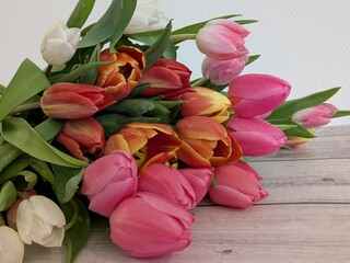 bouquet of pink tulips