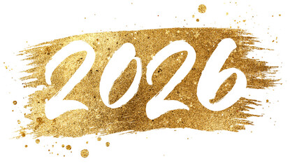 Gold glitter 2026 shows sparkly texture. Use it for New Year branding, festive posters, web banners, or party invitations.