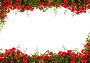 Vibrant red flower border outdoor garden decorative bright environment floral for nature lovers isolated on transparent background