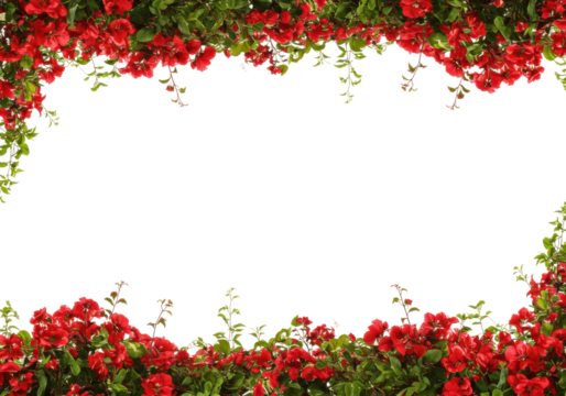 Vibrant red flower border outdoor garden decorative bright environment floral for nature lovers isolated on transparent background - Powered by Adobe