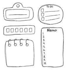 Hand drawn note templates set for journal or planner.