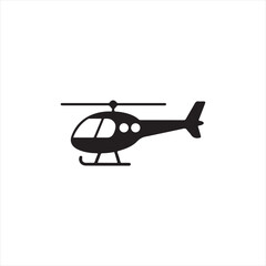 Black silhouette of a helicopter with rotor blades and tail fin white