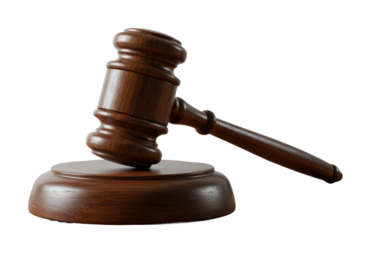 Courtroom action justice delivered legal venue of gavel professional environment legal concept isolated on transparent background