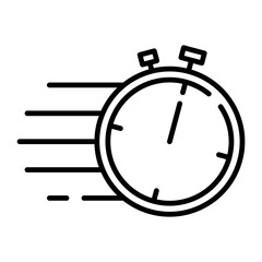 Quick response, stopwatch black line icon