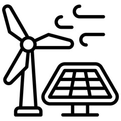 Smart Grid Outline Icon Design Vector - Smart grid integration combining renewable energy sources for efficient electricity distribution