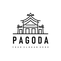 Fototapeta premium Buddhist culture building pagoda logo vector vintage design simple minimalist illustration