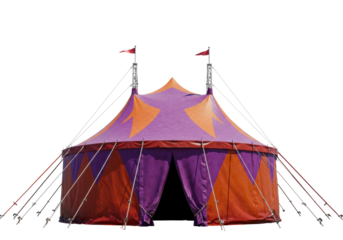 Circus tent setup outdoor event structure festival environment ground level entertainment concept isolated on transparent background