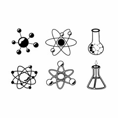 Science and chemistry icon set isolated on white background