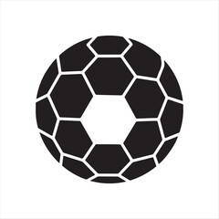 Fototapeta premium Black and white icon of a soccer ball with hexagonal panels football sport