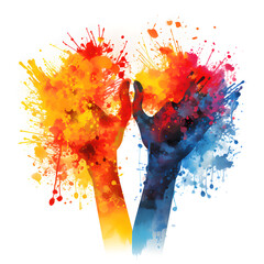 Premium studio shot showing German Unity Day watercolor splash style with hand painted lettering, artistic brush texture, Germany color harmony, transparent background, natural highlights, clean backg