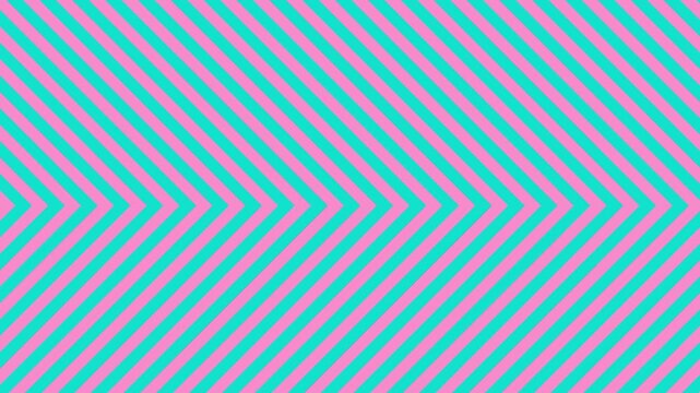 Pastel mint green and soft pink diagonal stripes glide smoothly in a chevron formation. This trendy flat design vector pattern offers a playful, aesthetic background well-suited for fashion blogs, chi