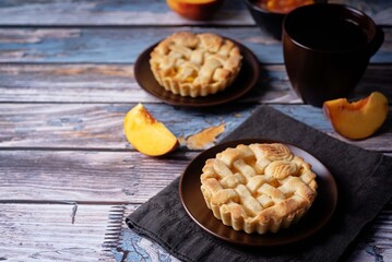 Peach tartlet in a plate