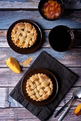 Peach tartlet in a plate