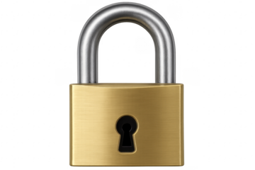 Closed padlock ensuring security on transparent background