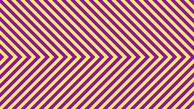 Seamless animated background video featuring vivid purple and bright yellow diagonal chevron stripes. The geometric arrow pattern moves smoothly in a continuous loop, making it perfect for dynamic vid