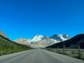 Fototapeta premium Mount Athabasca and glaciar seen from Icefields Parkway, Banff NP, Canada